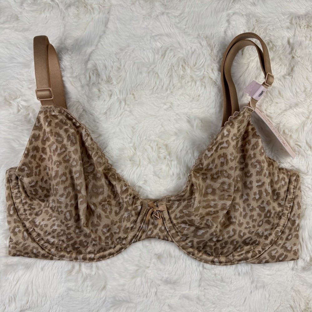 Victoria's Secret Body by Victoria Invisible Lift Unlined Demi Bra 32DDD Leopard